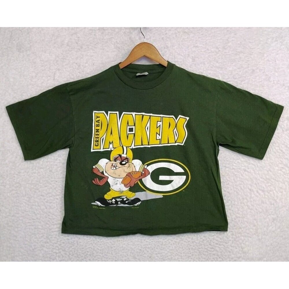 Vintage Taz Green Bay Packers WOMEN'S T-shirt Looney Tunes XL 1997 Nfl Green 90s